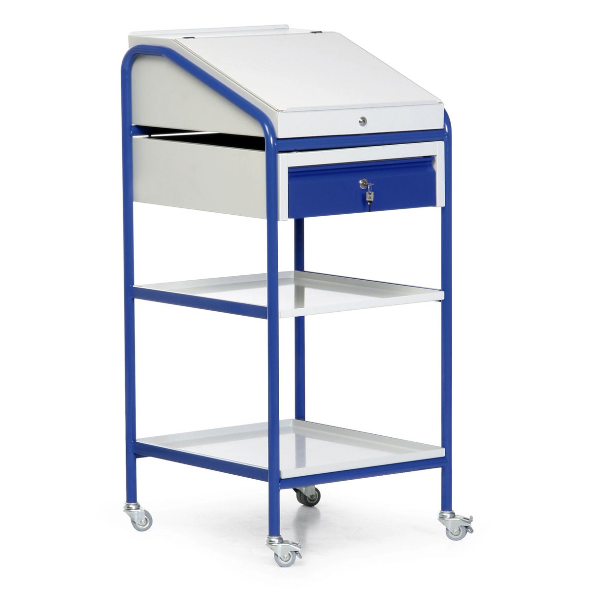 Protaurus mobiel sta-bureau met lade en middenplank