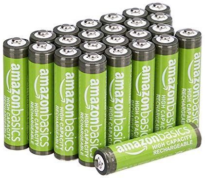 Amazon Basics 24 stuks oplaadbare AAA NiMH-batterijen, 850 mAh, 500x op te laden, voorgeladen