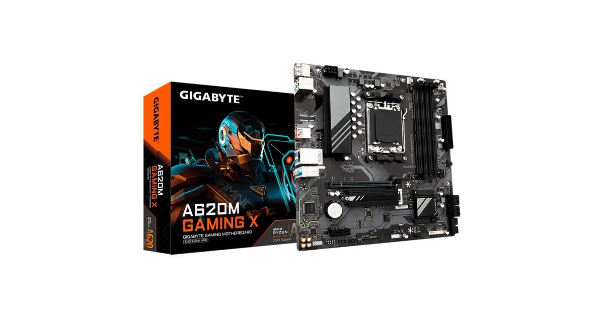 GIGABYTEA620M GAMING X (rev. 1.0) socket AM5 moederbord  (Zwart/grijs, RAID, Gb-LAN, Sound, µATX)