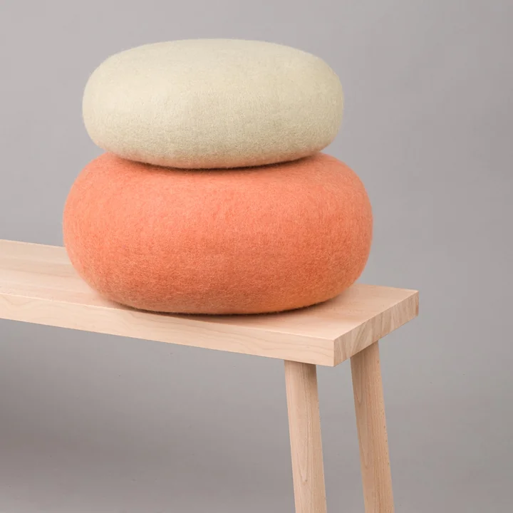 myfelt - Fine Pouf, Ø 48 x H 18 cm, türkisgrau