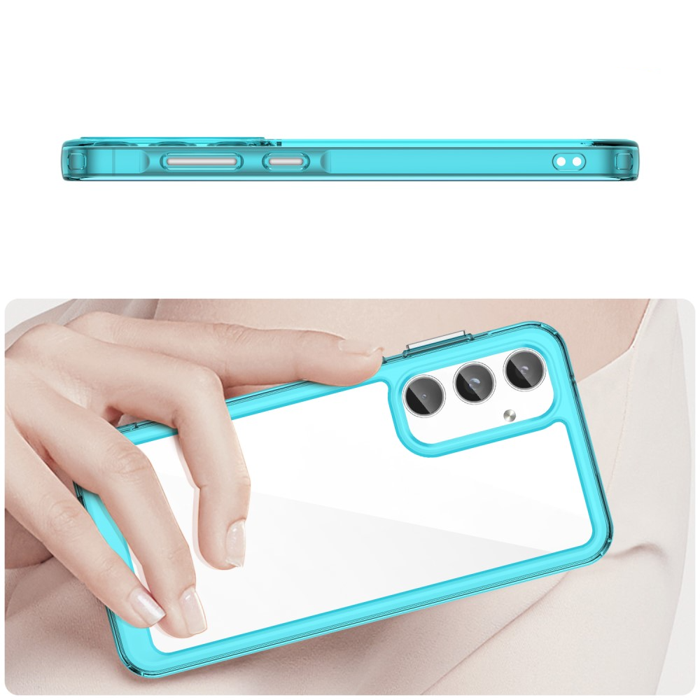 Samsung Galaxy A55 Hybrid Hülle TPU Bumper Acryl Rückseite - Transparent / Hellblau