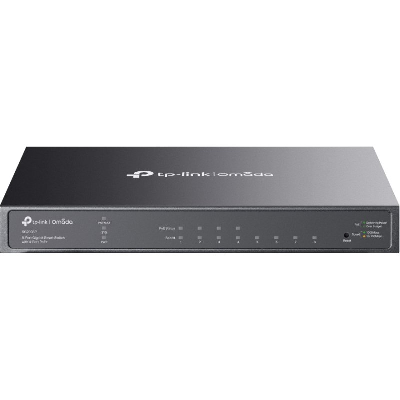 TP-Link Omada TL-SG2008P Géré L2/L2+ Gigabit Ethernet (10/100/1000) Connexion Ethernet, supportant l'alimentation via ce port (PoE) Noir