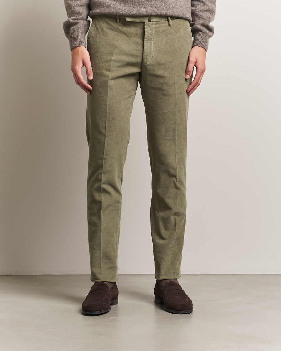 Incotex Slim Fit Baby Corduroy Trousers Sage