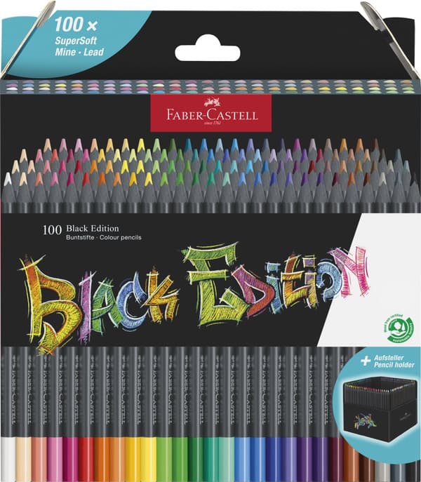 Fargeblyanter Black Edition Metallic farger 100-pack med pennholder Faber Castell