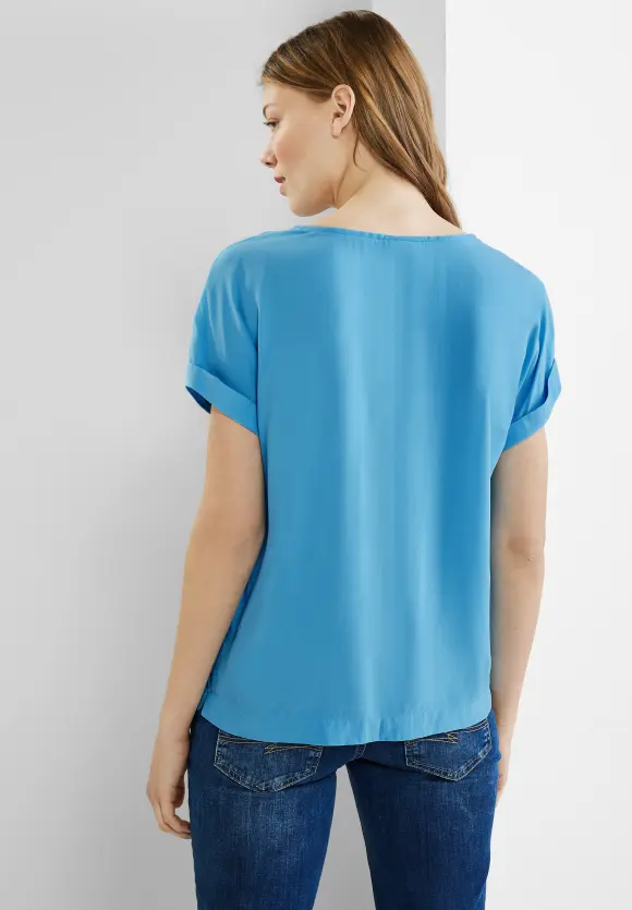 Bluse mit Klappenkragen - splash blue