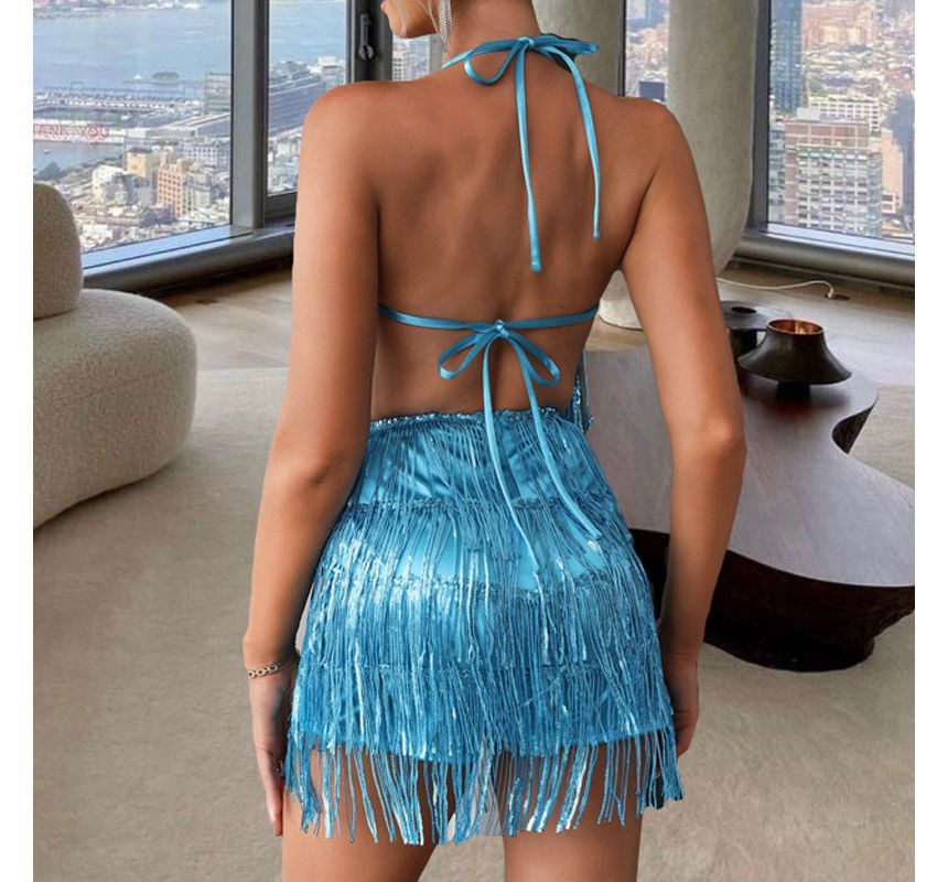Kobeque - Halter-hals romper met franjes