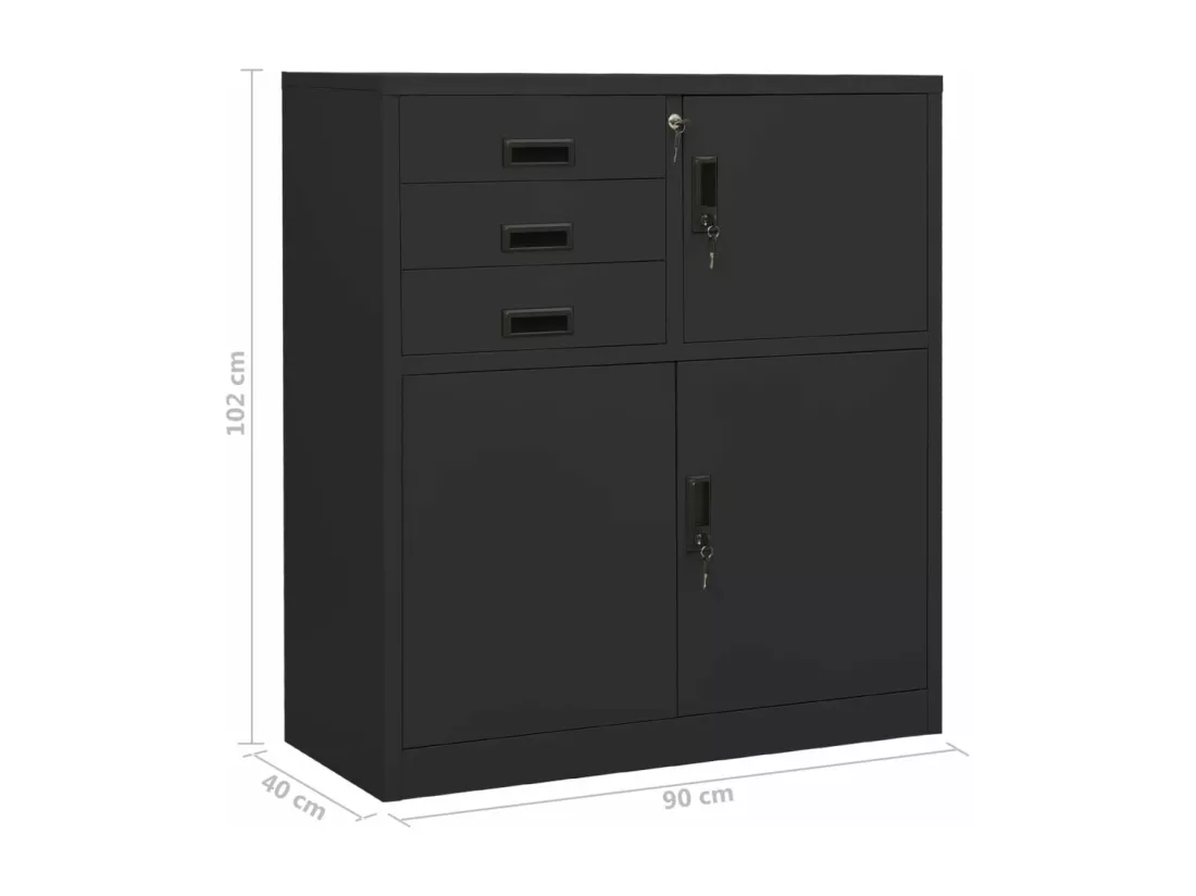 Armoire de bureau Anthracite 90x40x102 cm Acier
