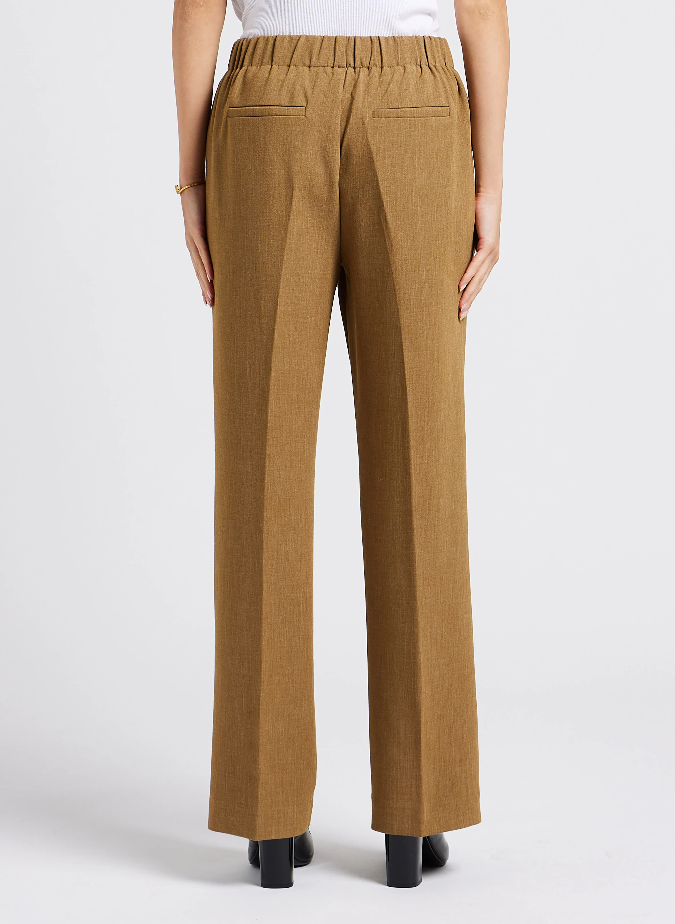 LOGAN - Pantalon droit taille haute | Marron