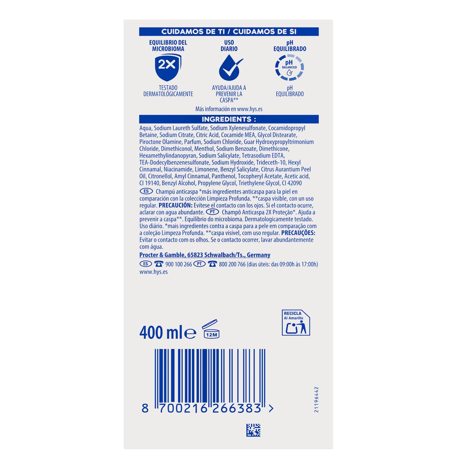 Shampoing antipelliculaire H&S Citrus Fresh pour cheveux gras