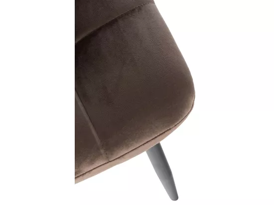 Lot de 4 chaise salle à manger - Velours & Métal noir mat - Marron - Antibes