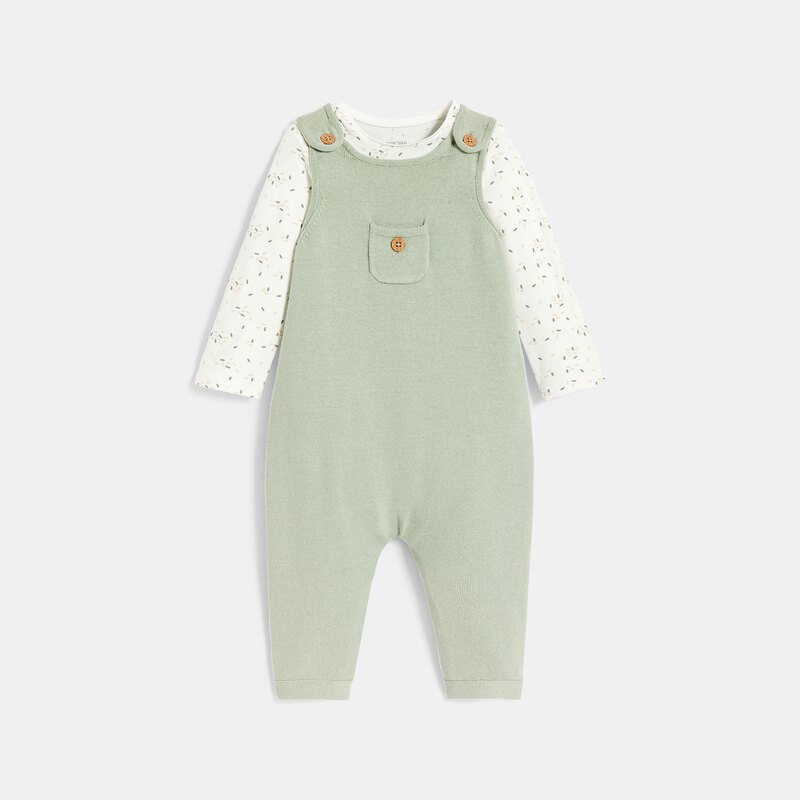 Combinaison maille tricot et body vert bébé fille Vert