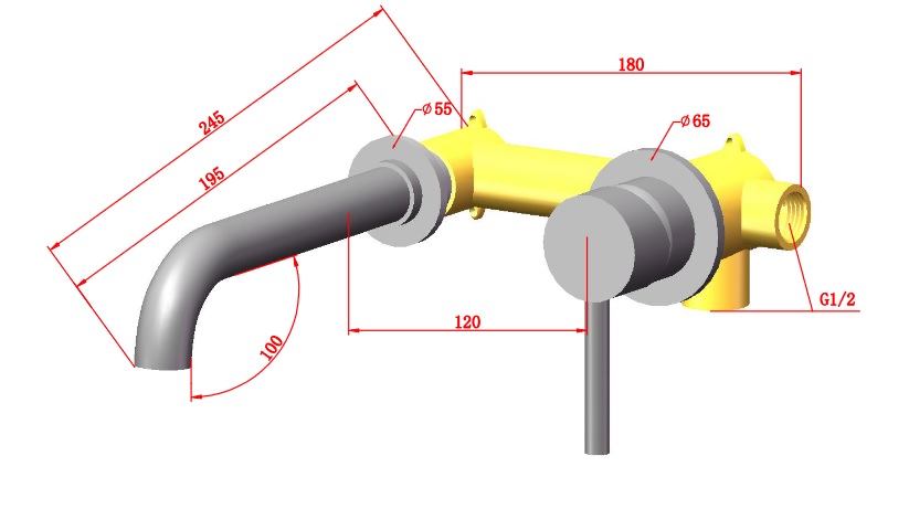 Saniclear Brass inbouw wastafelkraan geborsteld messing / mat goud