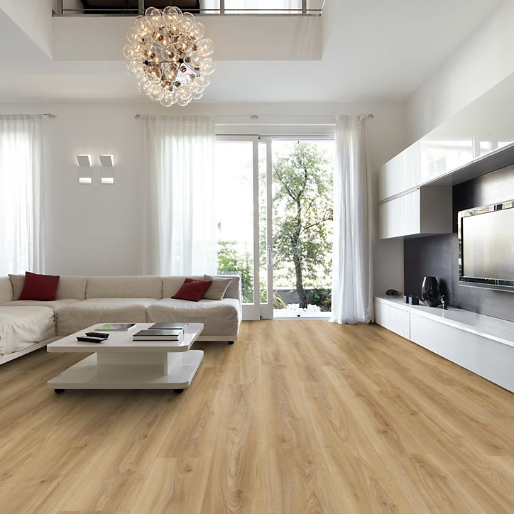 Sol stratifié à clipser Cordoba Elegant naturel L.138.3 x l.19.3 cm, ép.14 mm Goodhome