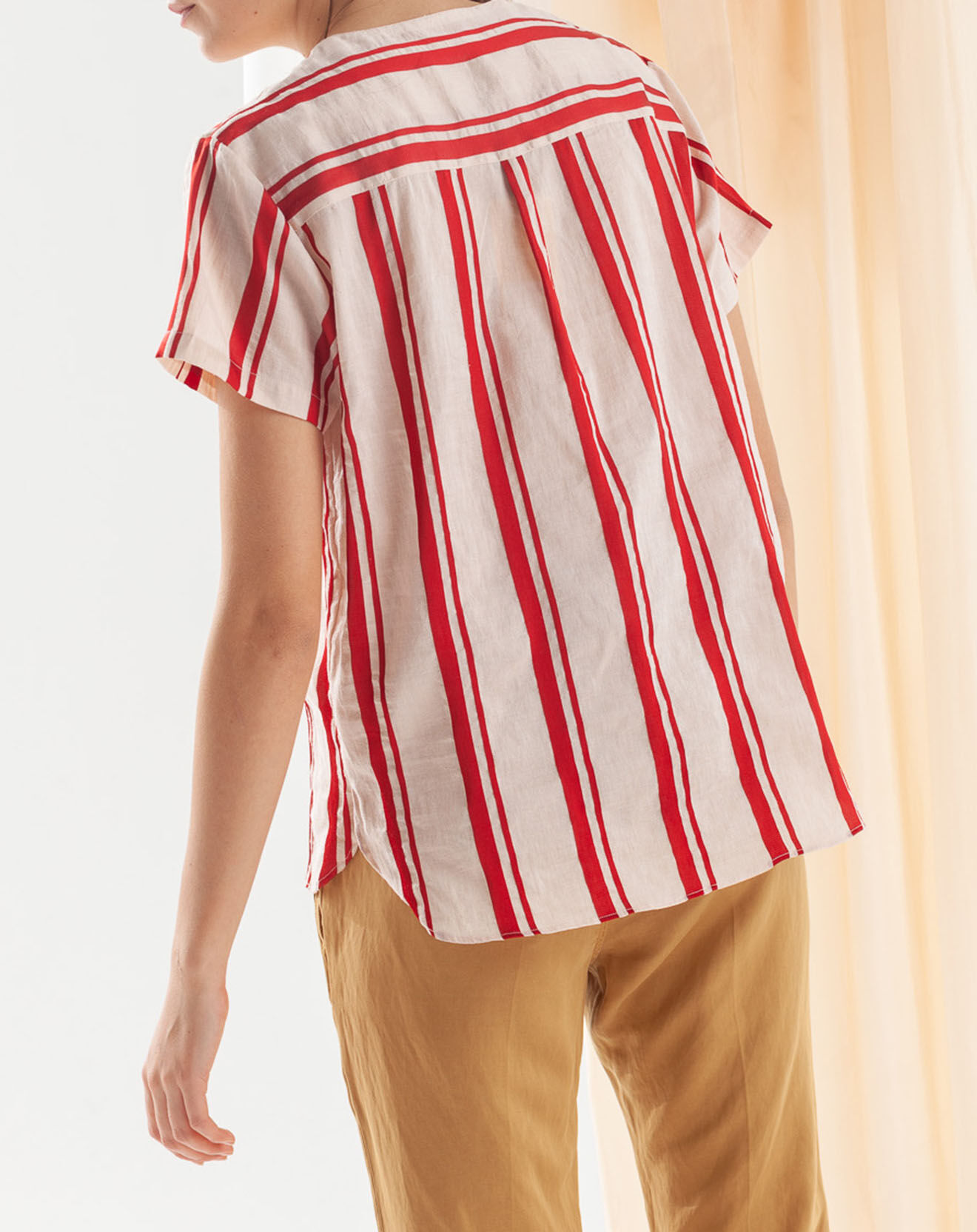 Chloé Stora Blouse en Lin mélangé Cairo à rayures  rouge