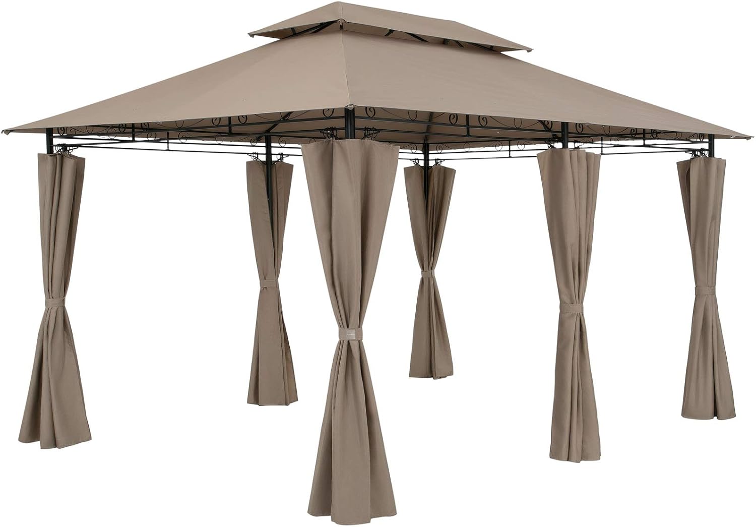 CASARIA® Pavillon Topas 3x4m Metall Wasserabweisend UV-Schutz 50+ mit Seitenteile Stabil Gartenpavillon Luxus Modern Taupe