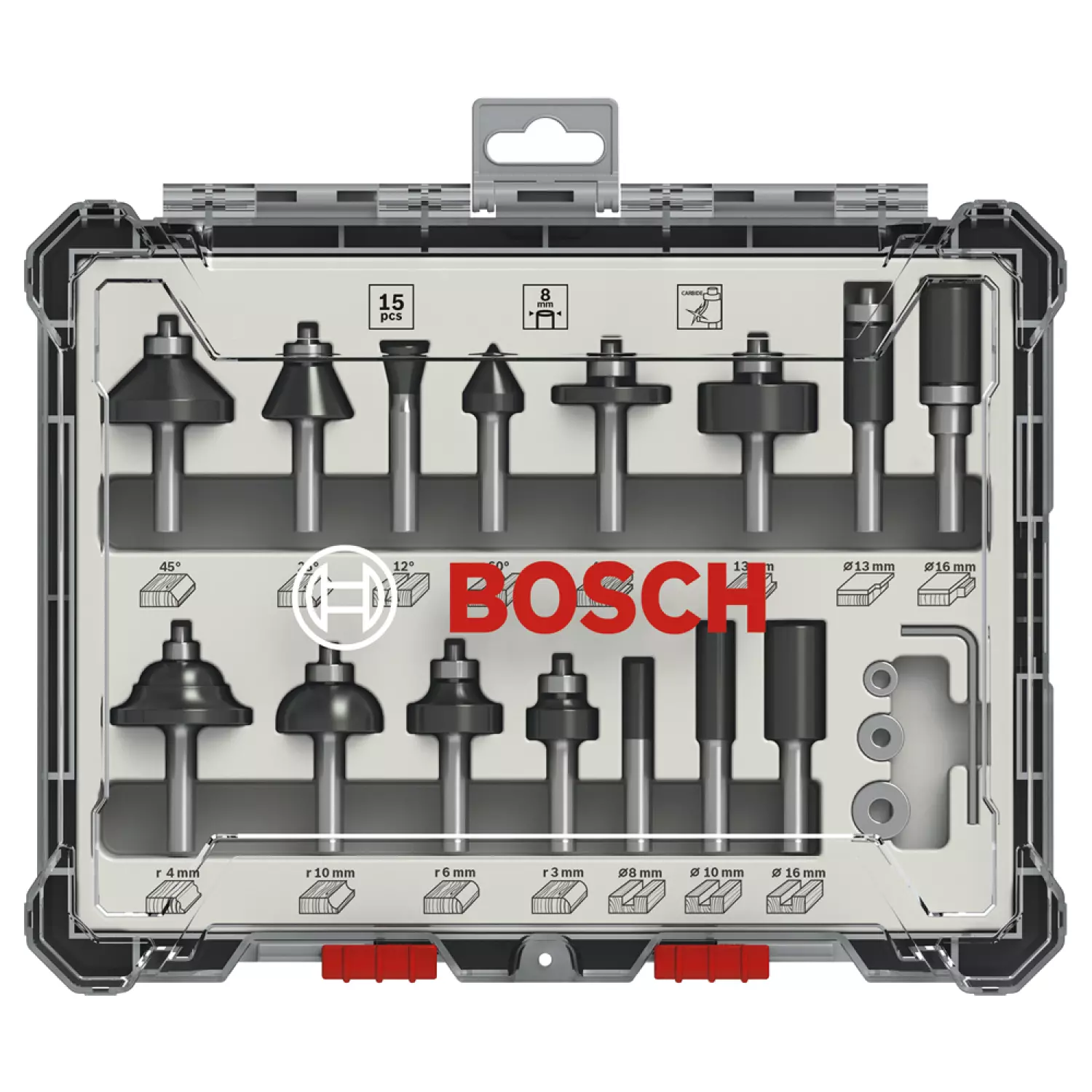 Bosch 2607017472 15-delige Frezenset in cassette - 8mm