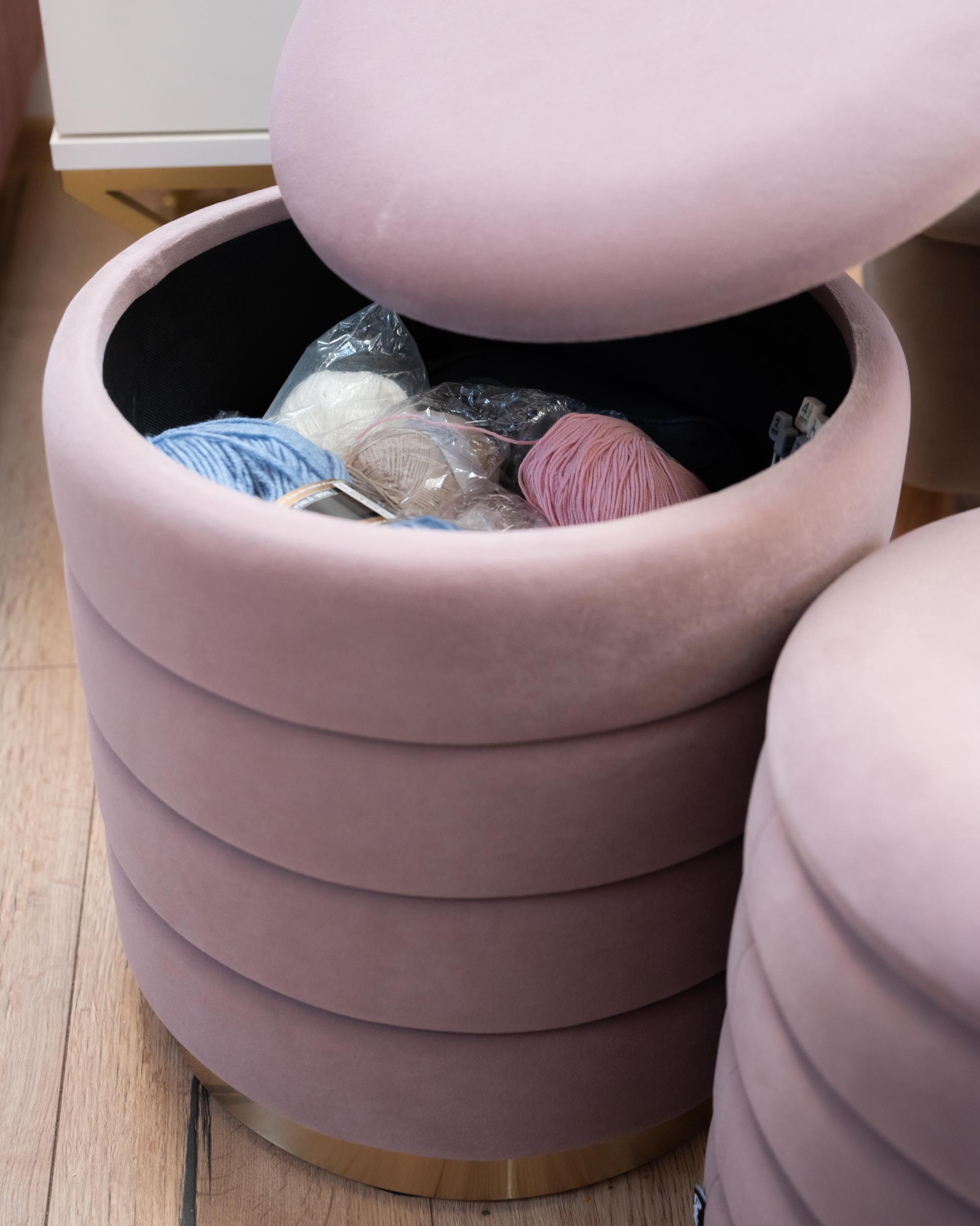 Set van 2 opbergpoefs GARLAND Fluweel Roze