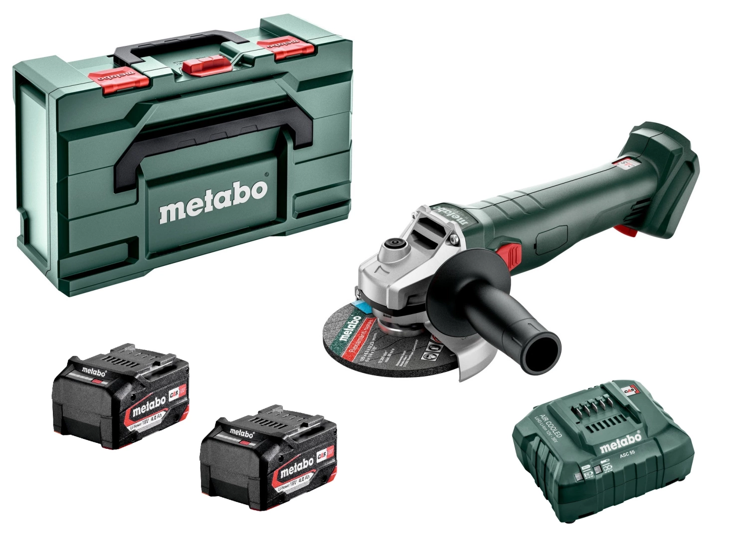 Metabo W 18 L 9-125 18V Li-Ion Accu-slijper set (2x Li-Power 4.0Ah) in MetaBox