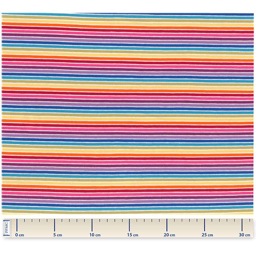 Tissu Jersey Rayé Multivitaminé Blanc