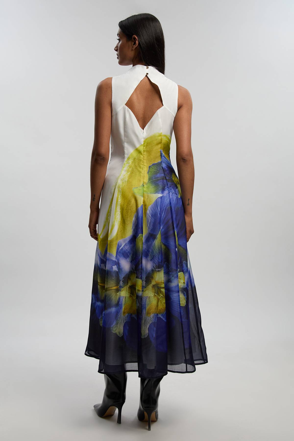 KarenMillen Robe Longue Tissée À Détail Foulard En Organza À Imprimé Floral Photographique Petite