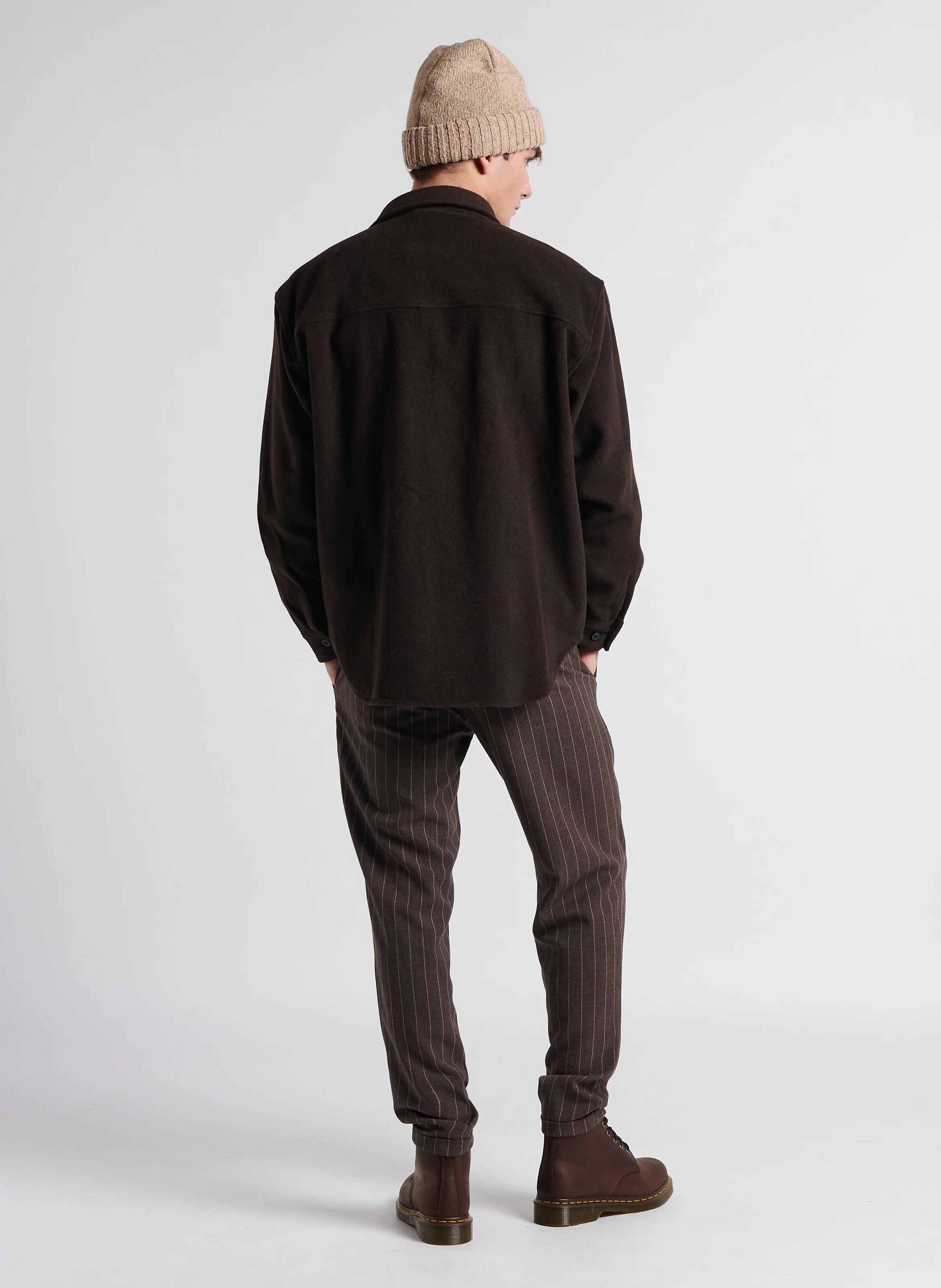 Surchemise col classique en laine mélangée | Marron