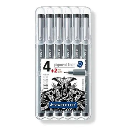 STAEDTLER® Fineliner pigment liner, schwarz, 4+2 GRATIS Etui