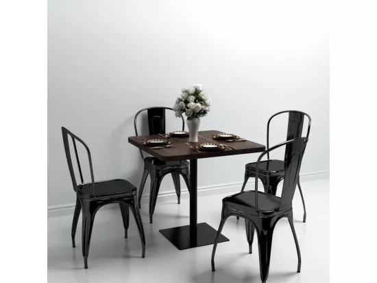 Table de bistro MDF et acier Carré 80 x 80 x 75 cm Frêne foncé