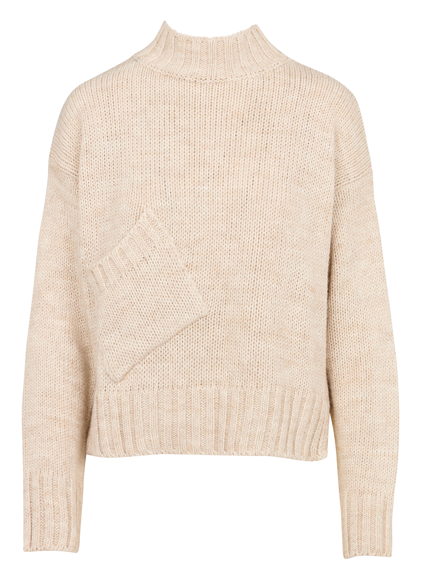 Pull ample col montant en maille mélangée | Blanc