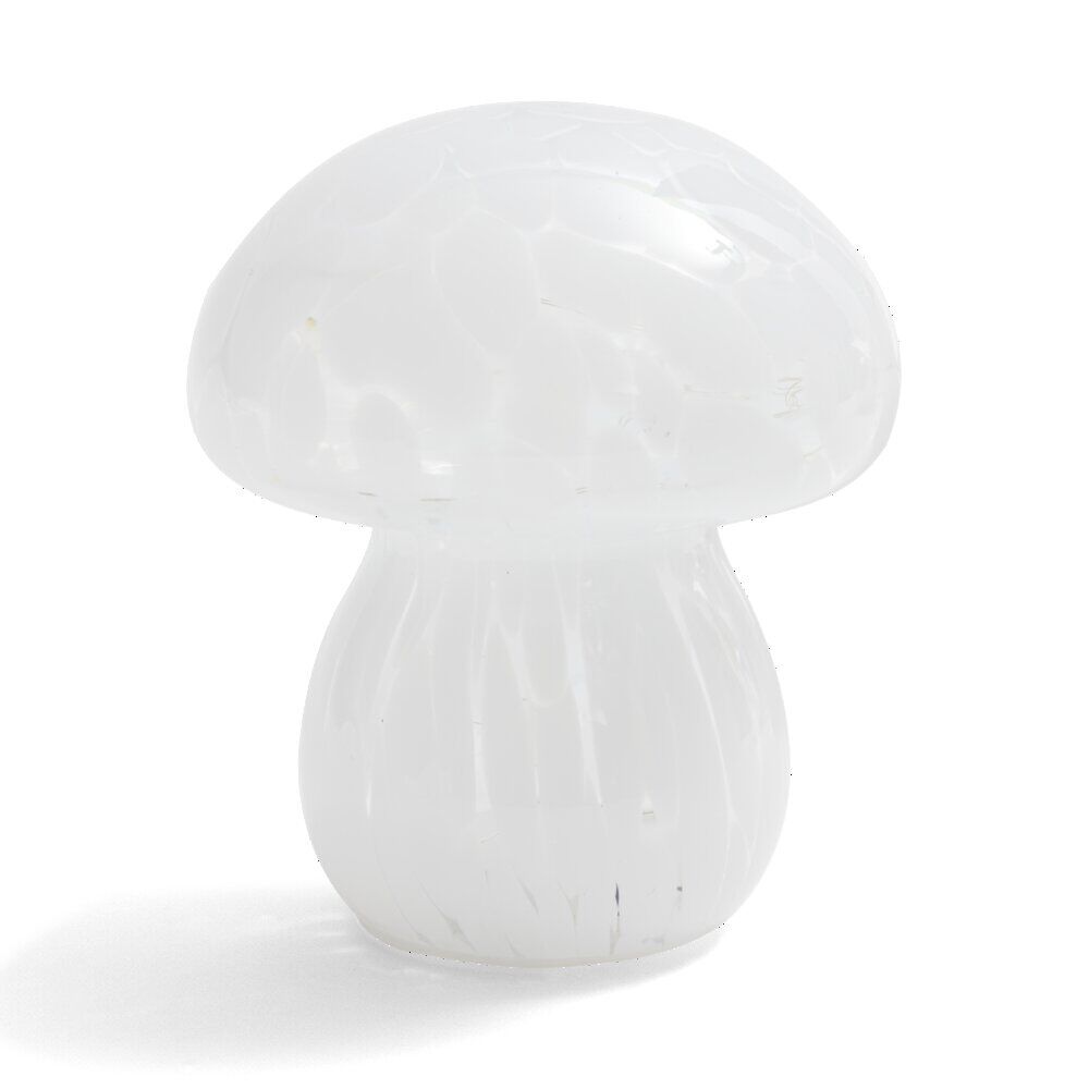 Décoration à poser champignon à LED en verre blanc Ø13xH15cm