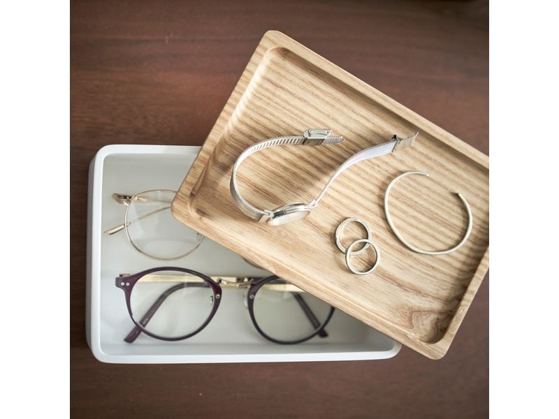 Yamazaki Schmuckhalter Rin Braun/Weiss Schmuck-Aufbewahrungsbox mit Deckel