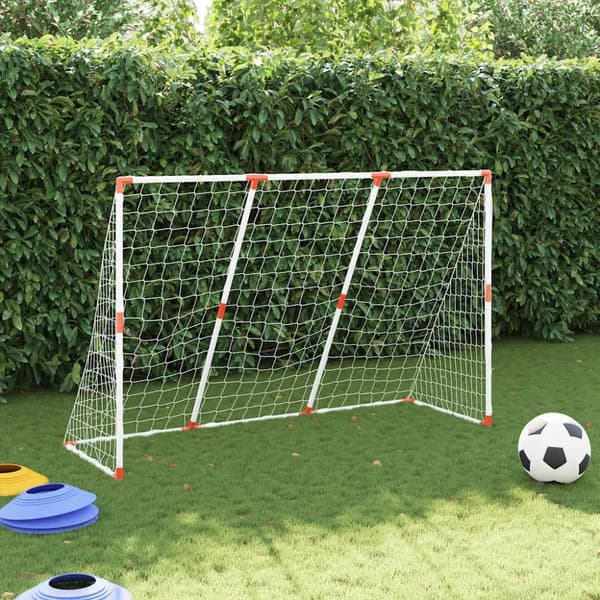 vidaXL Fotballmål for barn med baller 2-i-1 hvit 184x64x124 cm