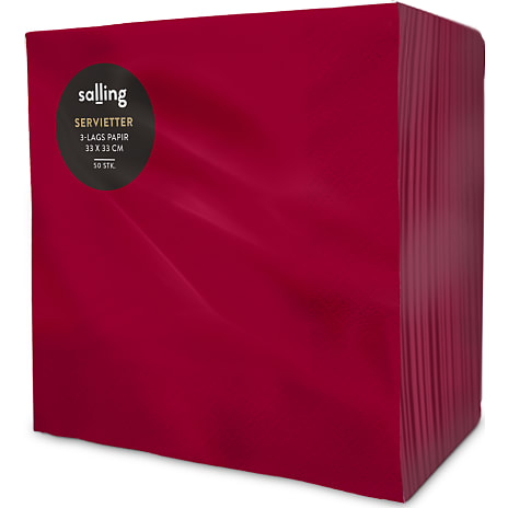 Salling ensfarvede servietter 33x33 cm 50-pak - Rød