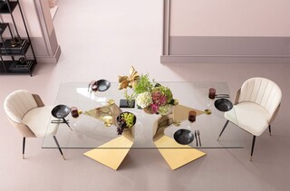 KARE DESIGN Esstisch GLORIA 100 x 200 cm goldfarbig