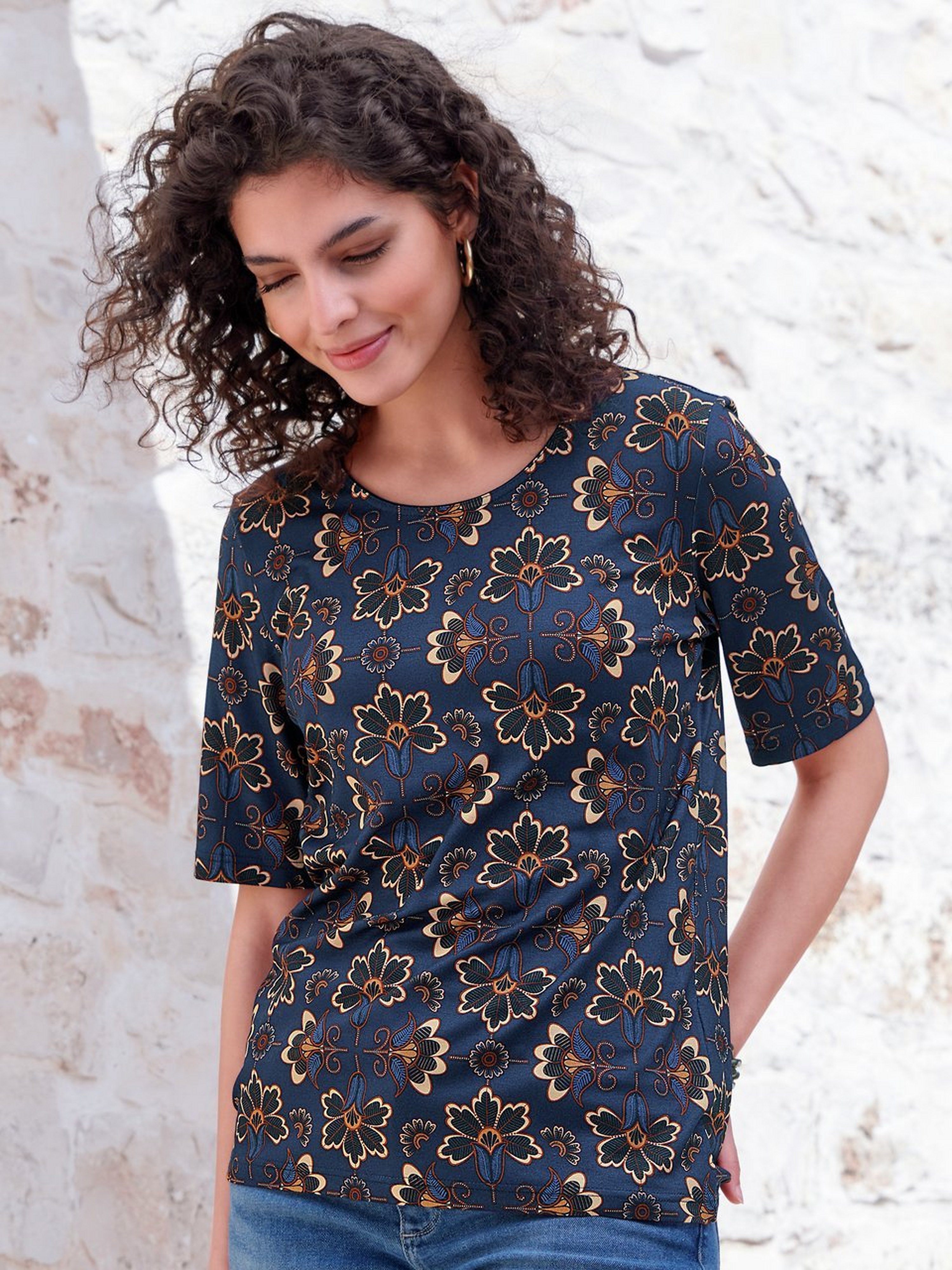Rundhals-Shirt mit 1/2-Arm