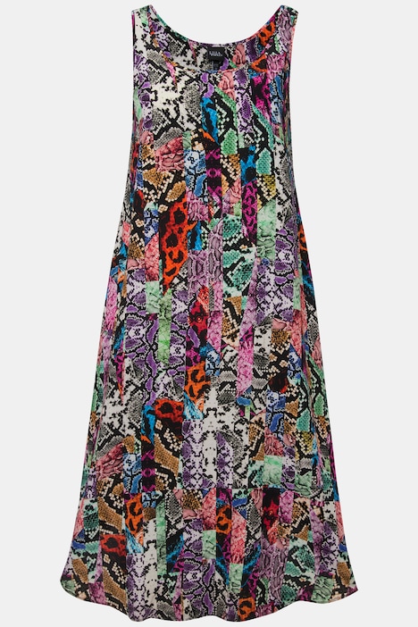 Midikleid, Mustermix, Rundhals, ärmellos