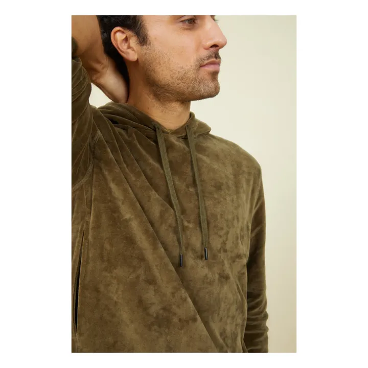 SMALLABLE BASICS Hoodie Velours Homme Coton Bio | Vert kaki