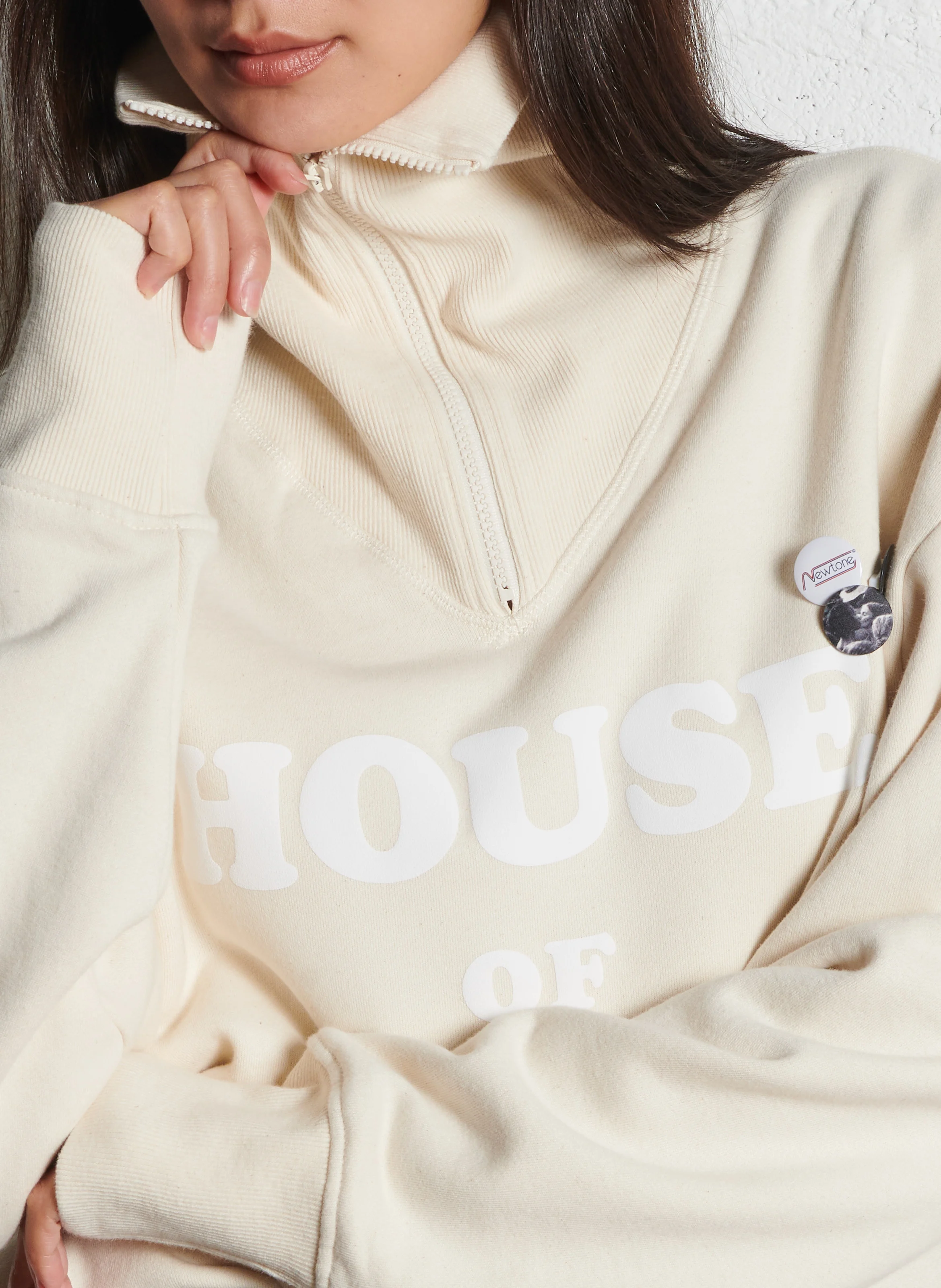 DRIVER HOUSE - Pull ample à pins en coton| Beige