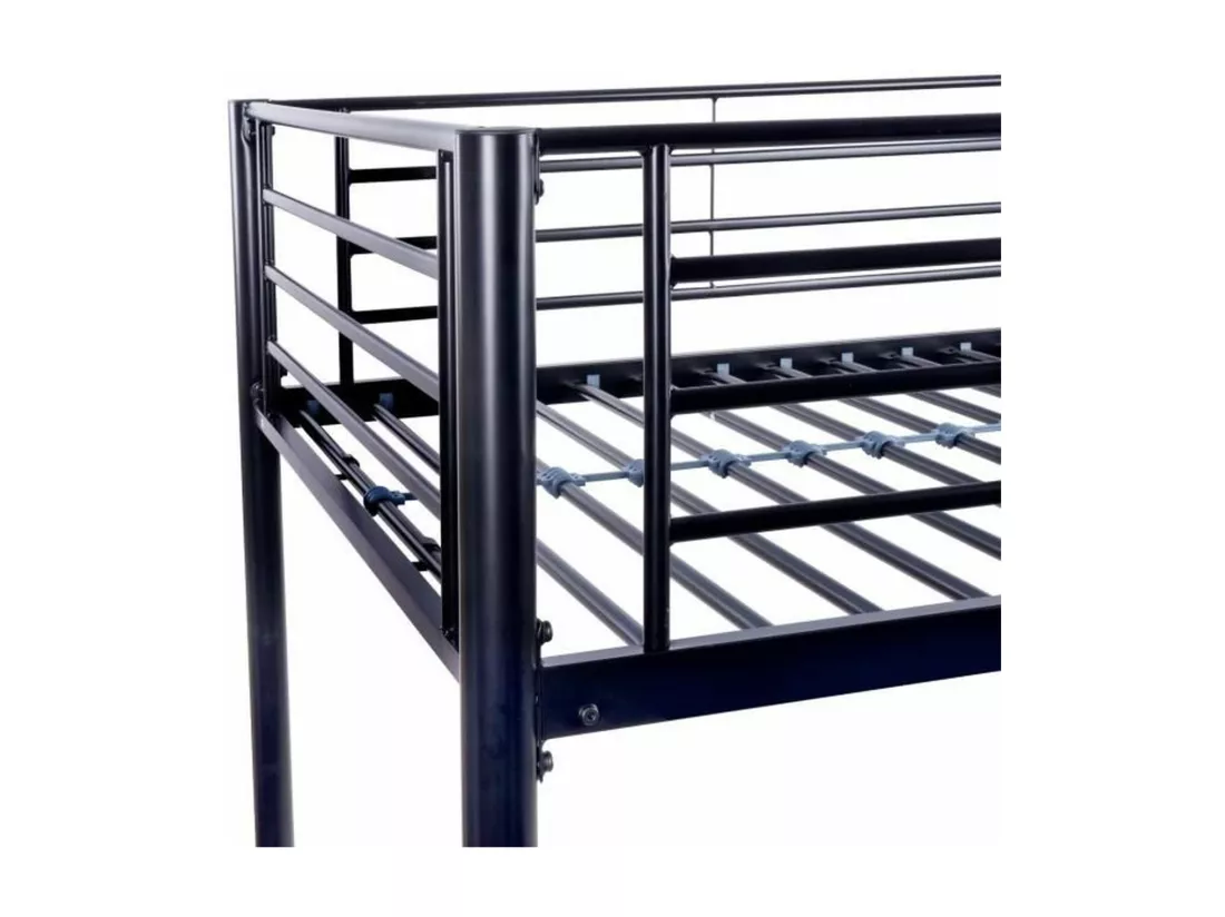 Lit mezzanine enfant ELIOT en métal noir 90 x 190 cm avec sommier inclus