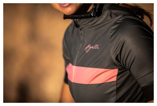 Maillot Manches Courtes Velo Rogelli Prime - Femme - Vert/Corail