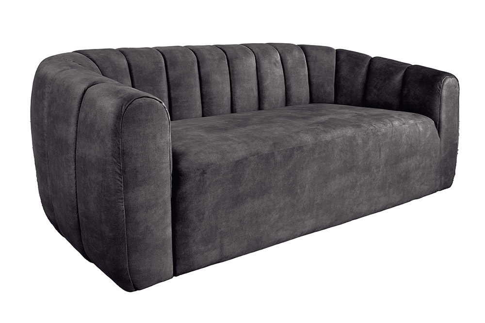 3-Sitzer Sofa BABYLON 200cm anthrazit Samt mit Ziersteppung