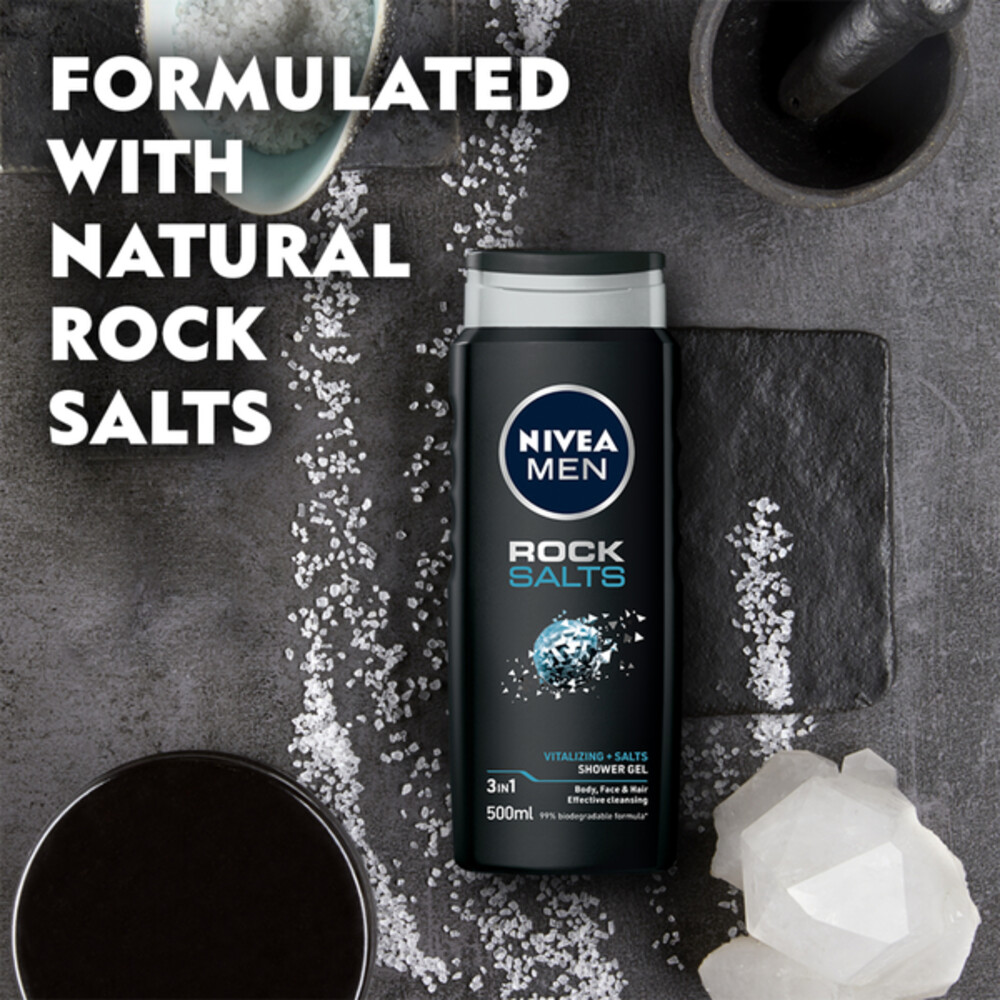 6x Nivea Men Rock Salts Douchegel500 ml