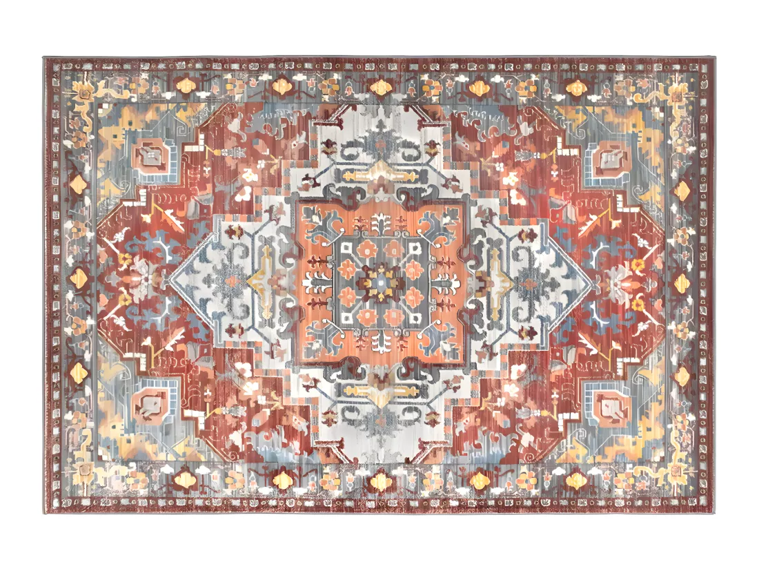 Tapis oriental vintage - 160 x 230 cm - Rouge et bleu - KALYAN