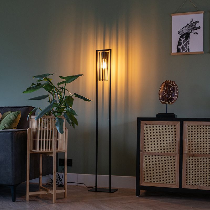 Moderne vloerlamp zwart - Balenco Wazo