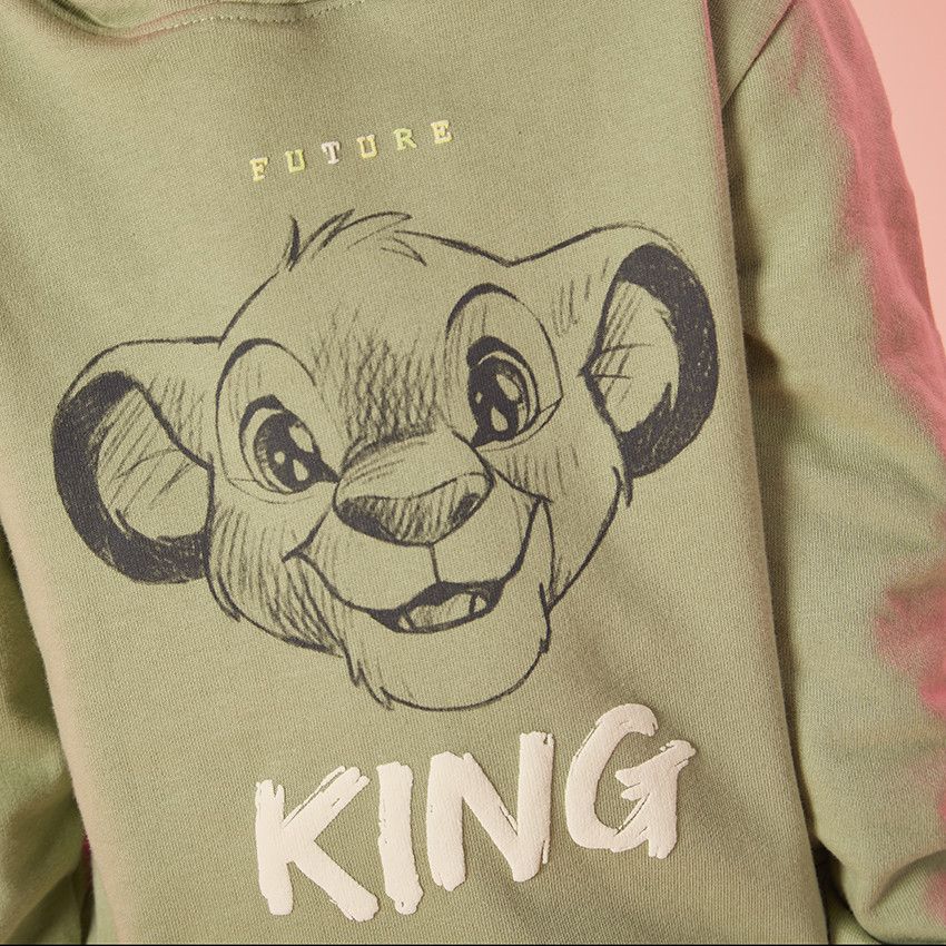 Sweat molleton à capuche print Simba Disney pour garçon - Vert