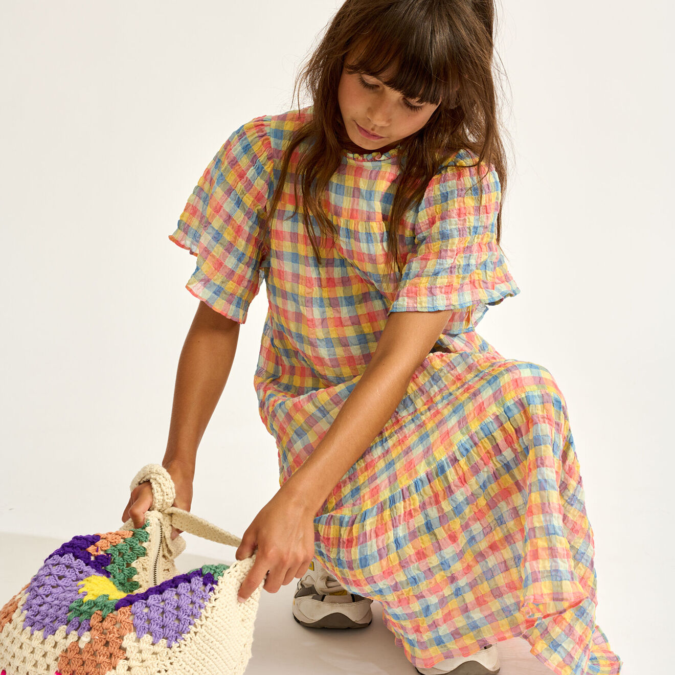 Bellerose Robe Poezie à carreaux multicolore
