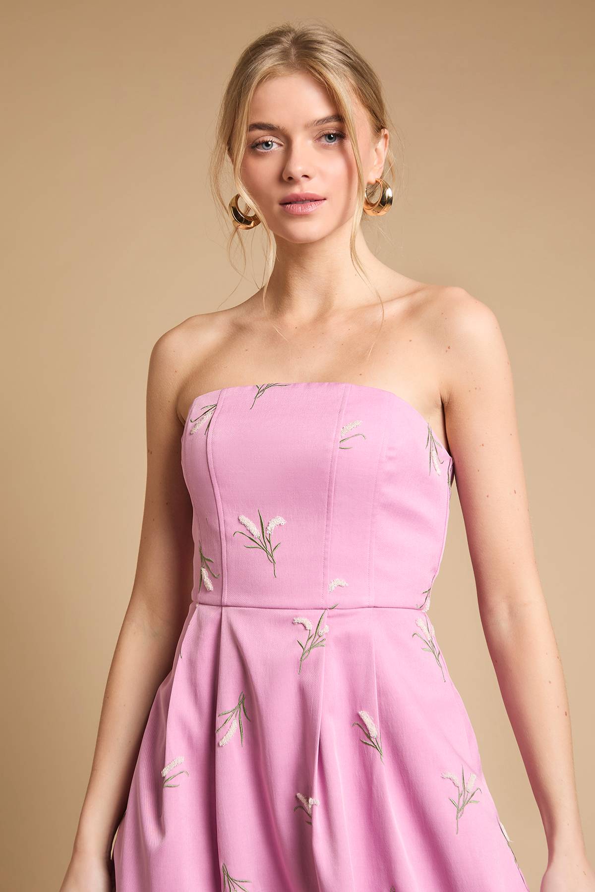 Oasis Robe Midi Bustier Cœur Brodée