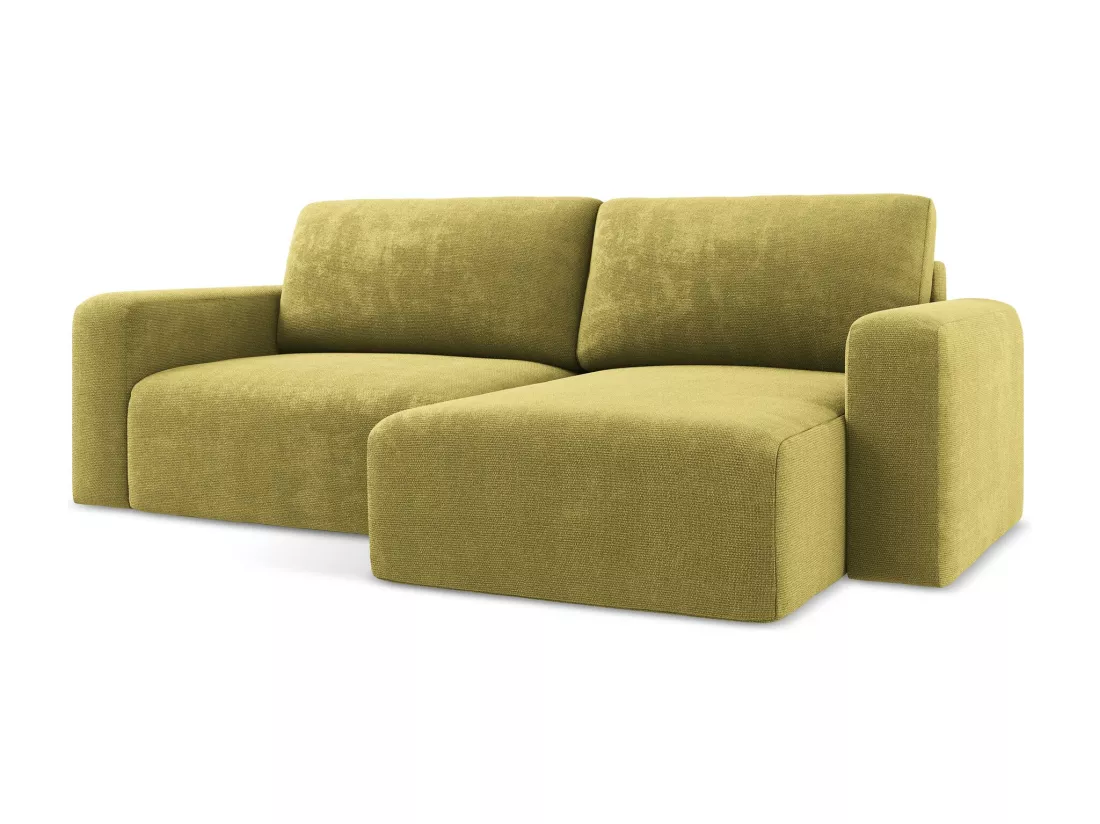 Canapé d’angle 3 places droit convertible en Chenille - vert citron - KONA