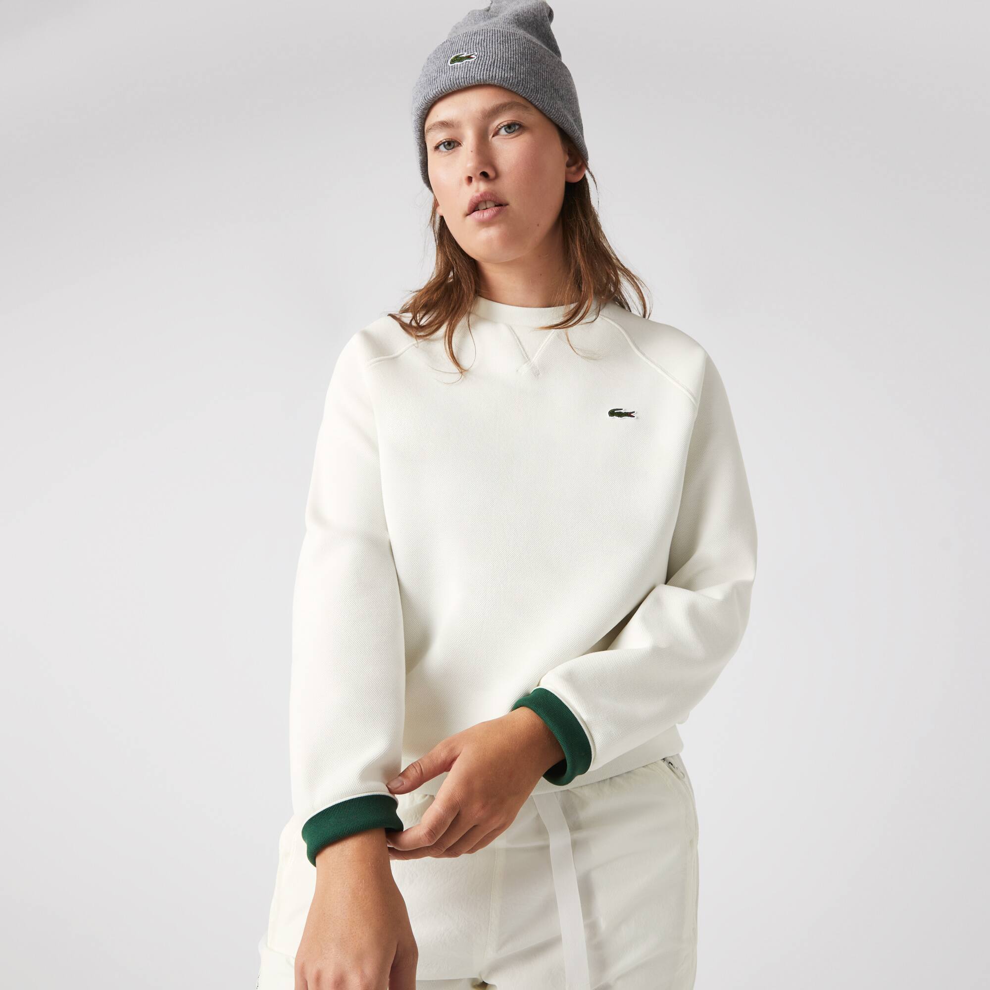 Sweatshirt Jogger à col rond double face piqué Sweatshirts - Blanc - Lacoste - Femme