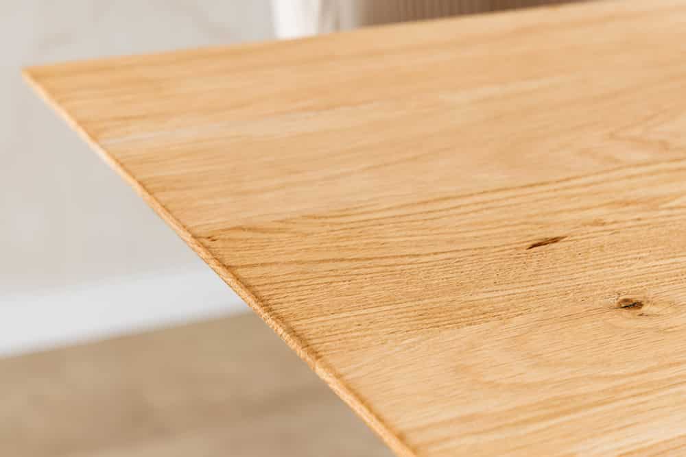 Massivholz Esstisch WILD OAK 160cm natur Wildeiche Schweizer Kante Edelstahl U-Gestell