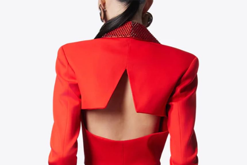 Moxub - Blazer met één knoop en strass steentjes